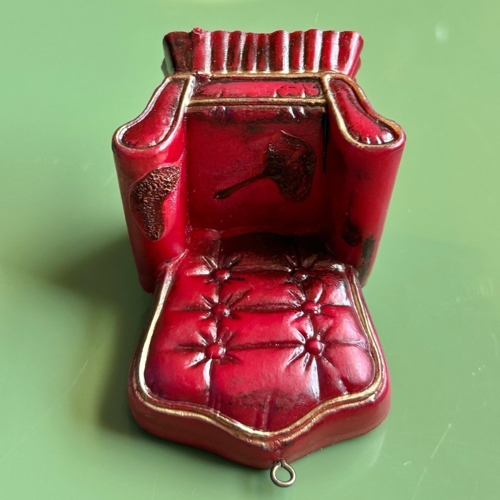 Rare Vintage Christmas Decor Ornament Red Chair Retro Holiday Kitsch 1988 80’s - Picture 4 of 6